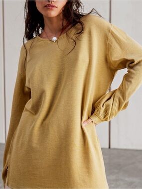 We The Free Oversized Long-Sleeve Tunic in Mustard